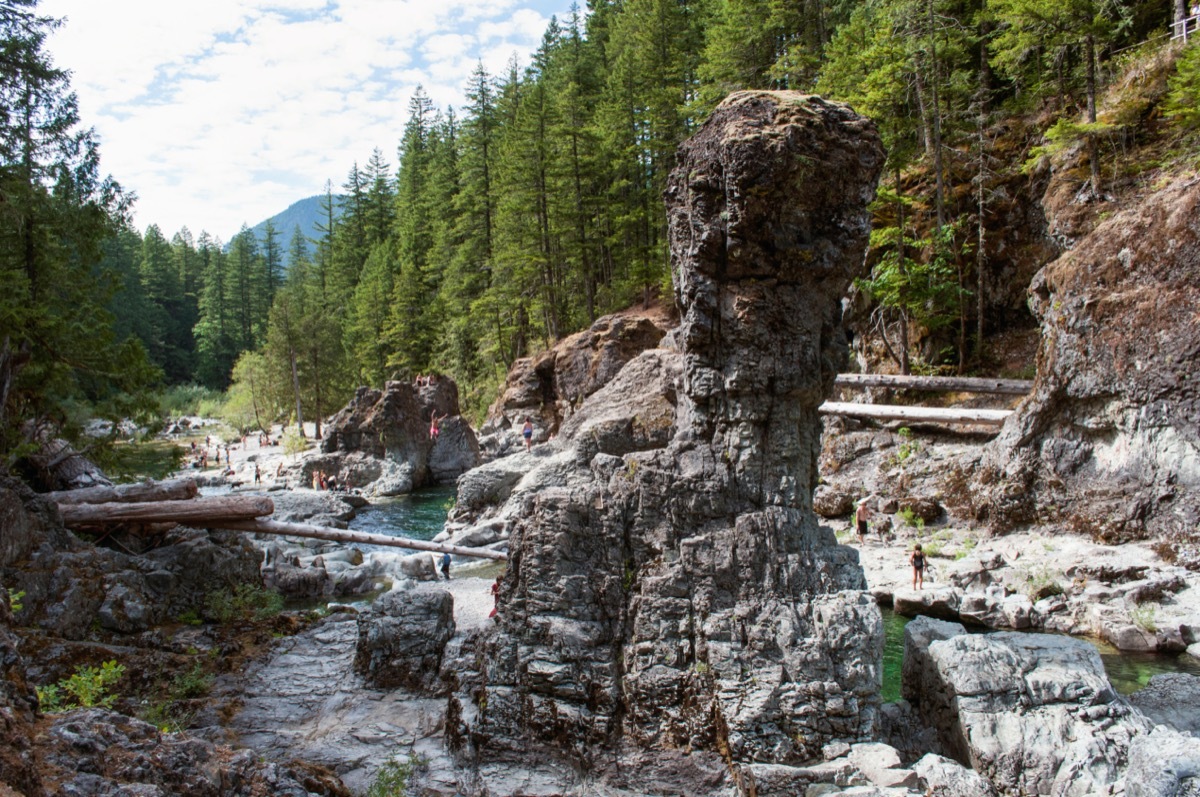 The Opal Creek Wilderness Three Pools swimming hole area in Oregon