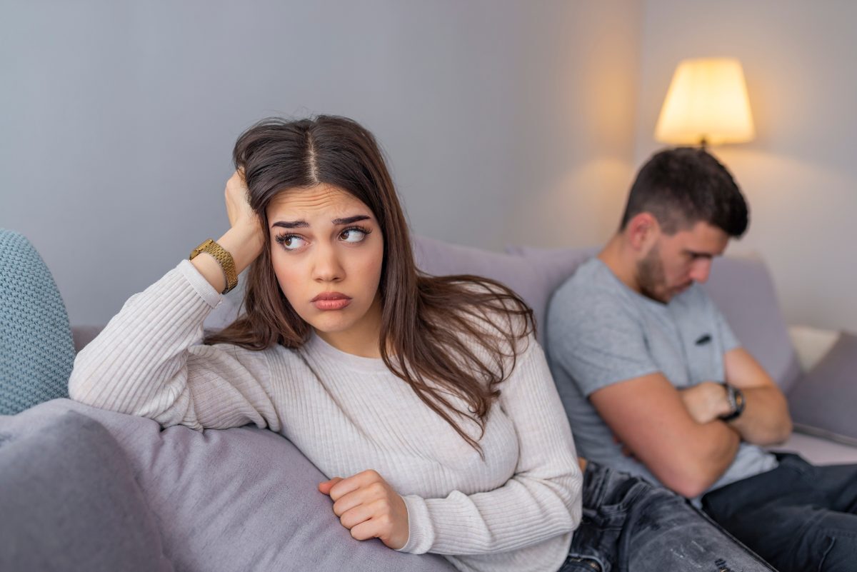 unhappy young couple fighting