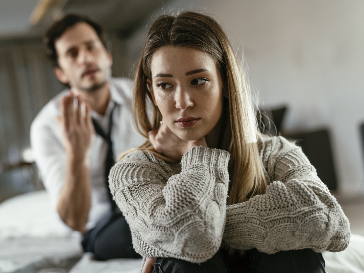 arguing couple distant