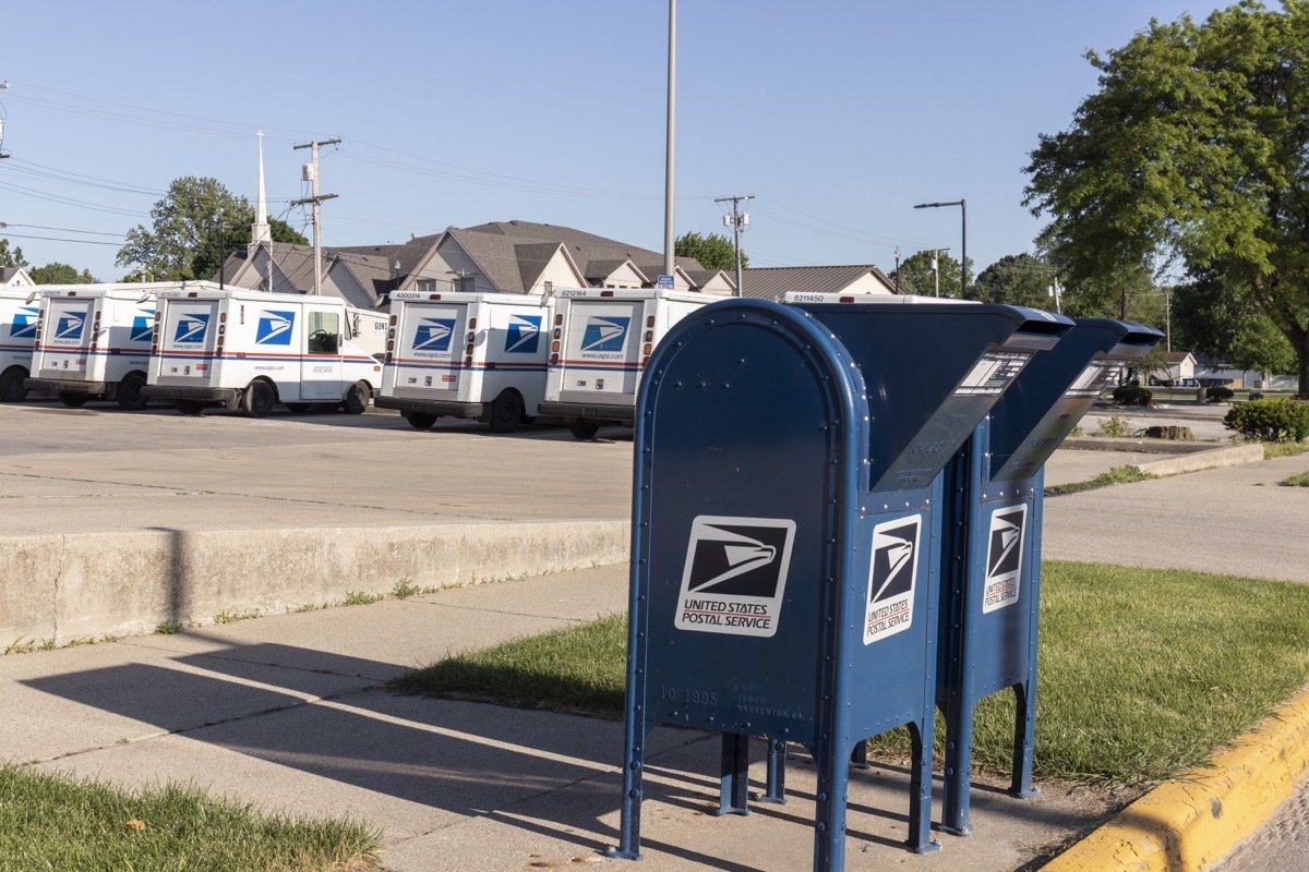 USPS Post Office Mail Trucks. The Post Office is responsible for providing mail delivery.