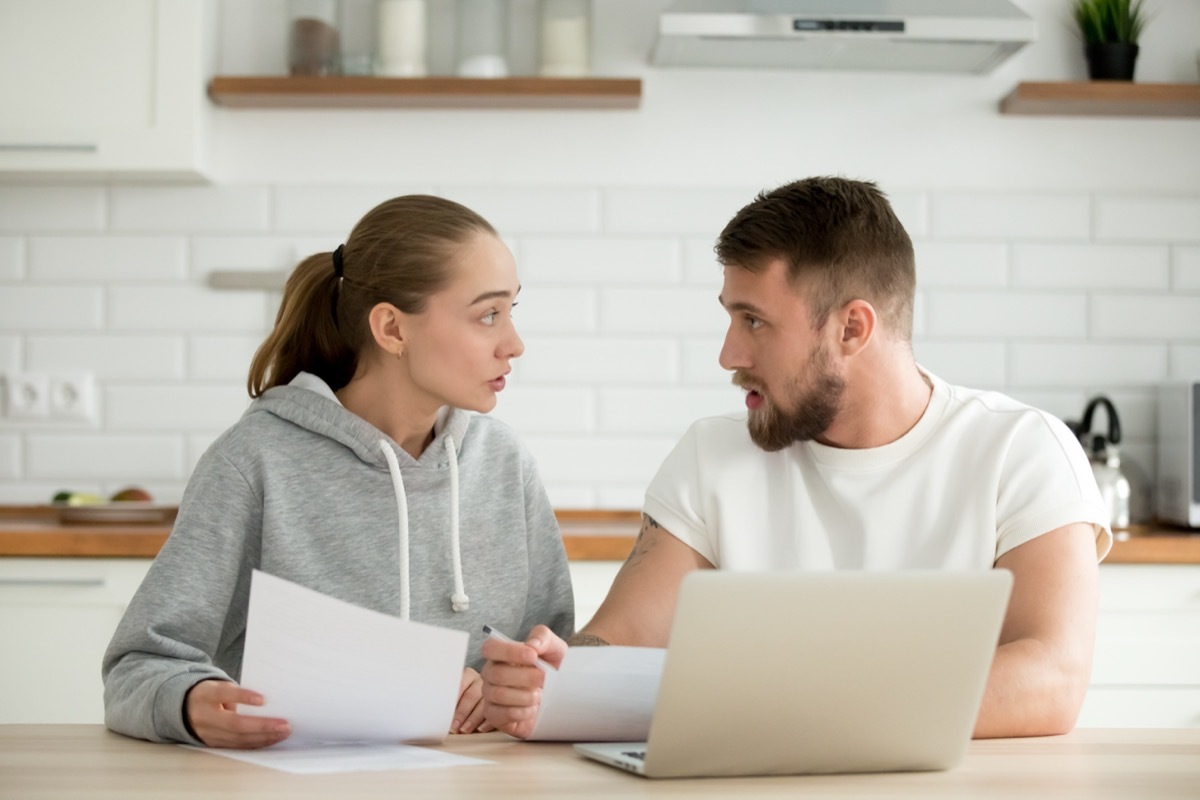 couple arguing over bills and finances