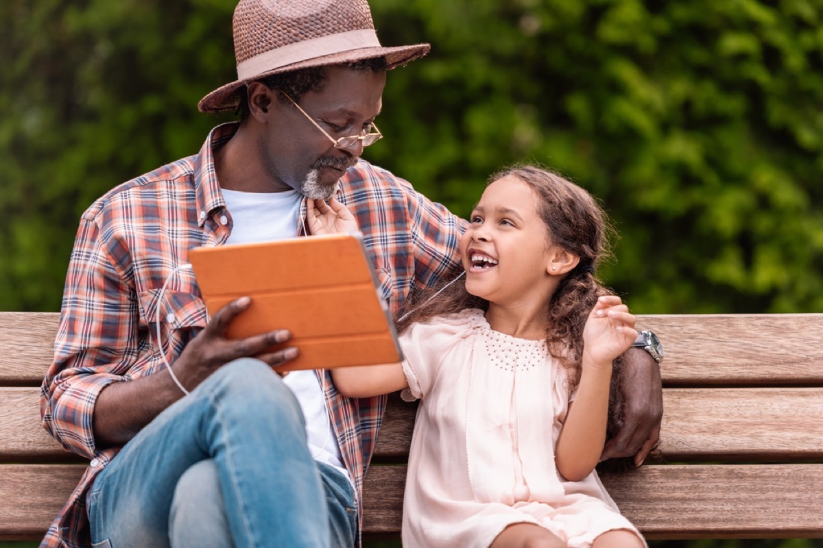 grandfather reading to granddaughter, health questions over 40