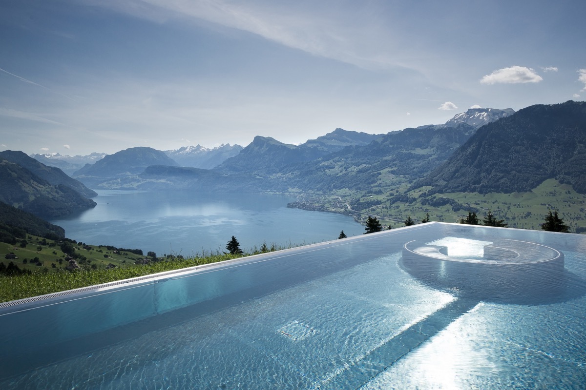 infinity pool overlooking the alps