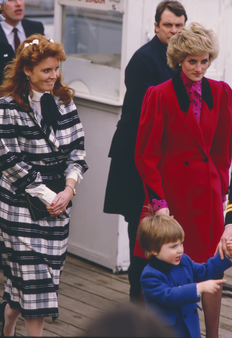 Sarah Ferguson and Princess Diana visiting the HMS Brazen in 1986