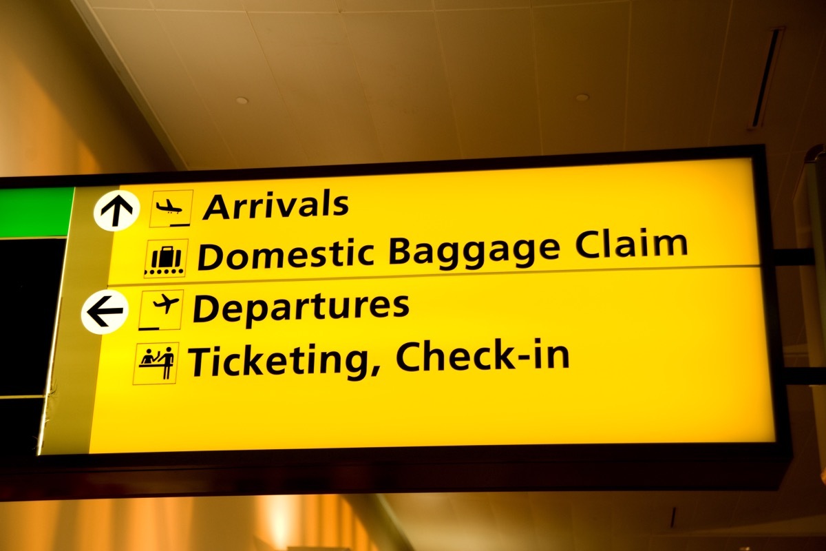 domestic flight sign