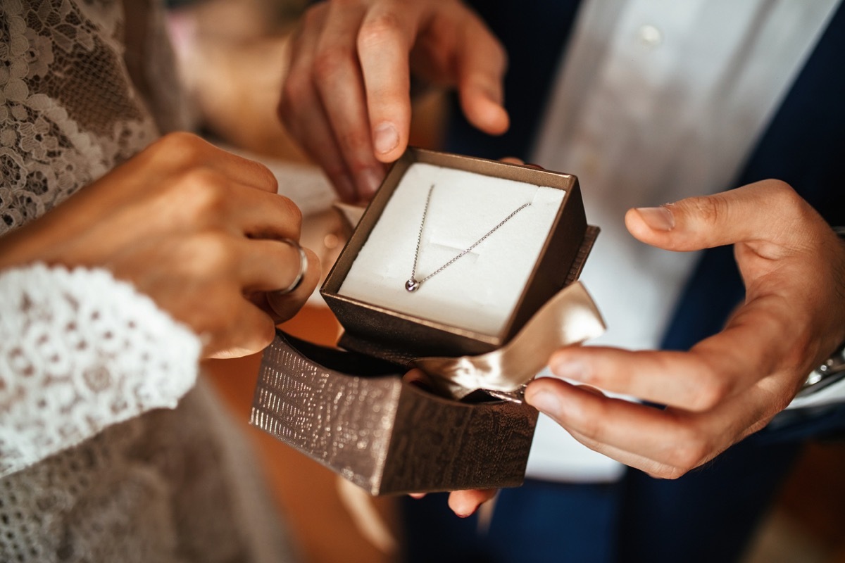 Man Giving Woman Necklace