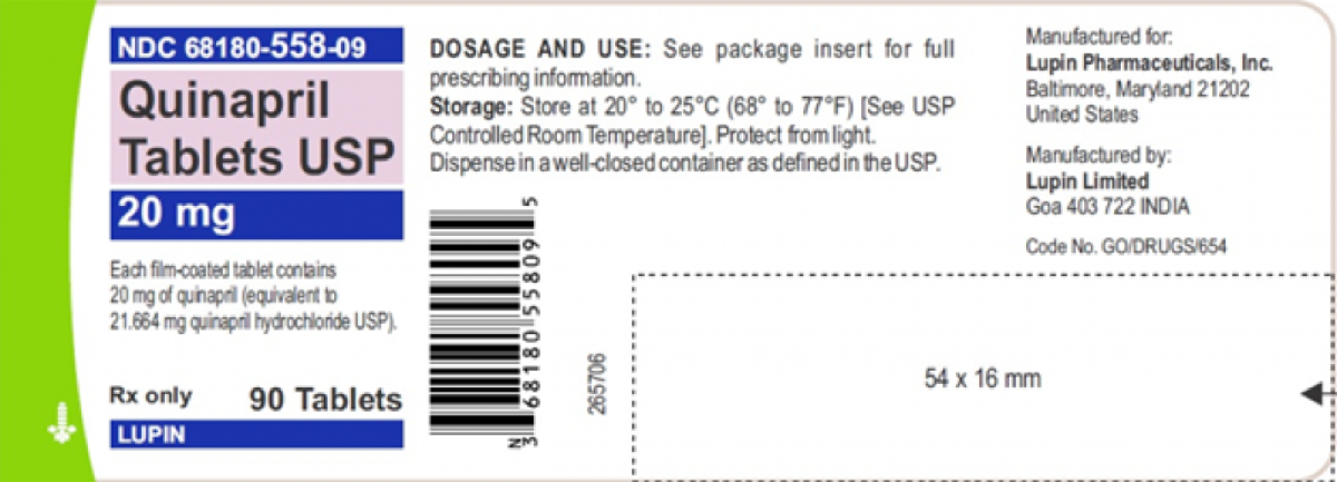 recalled quinapril tablets