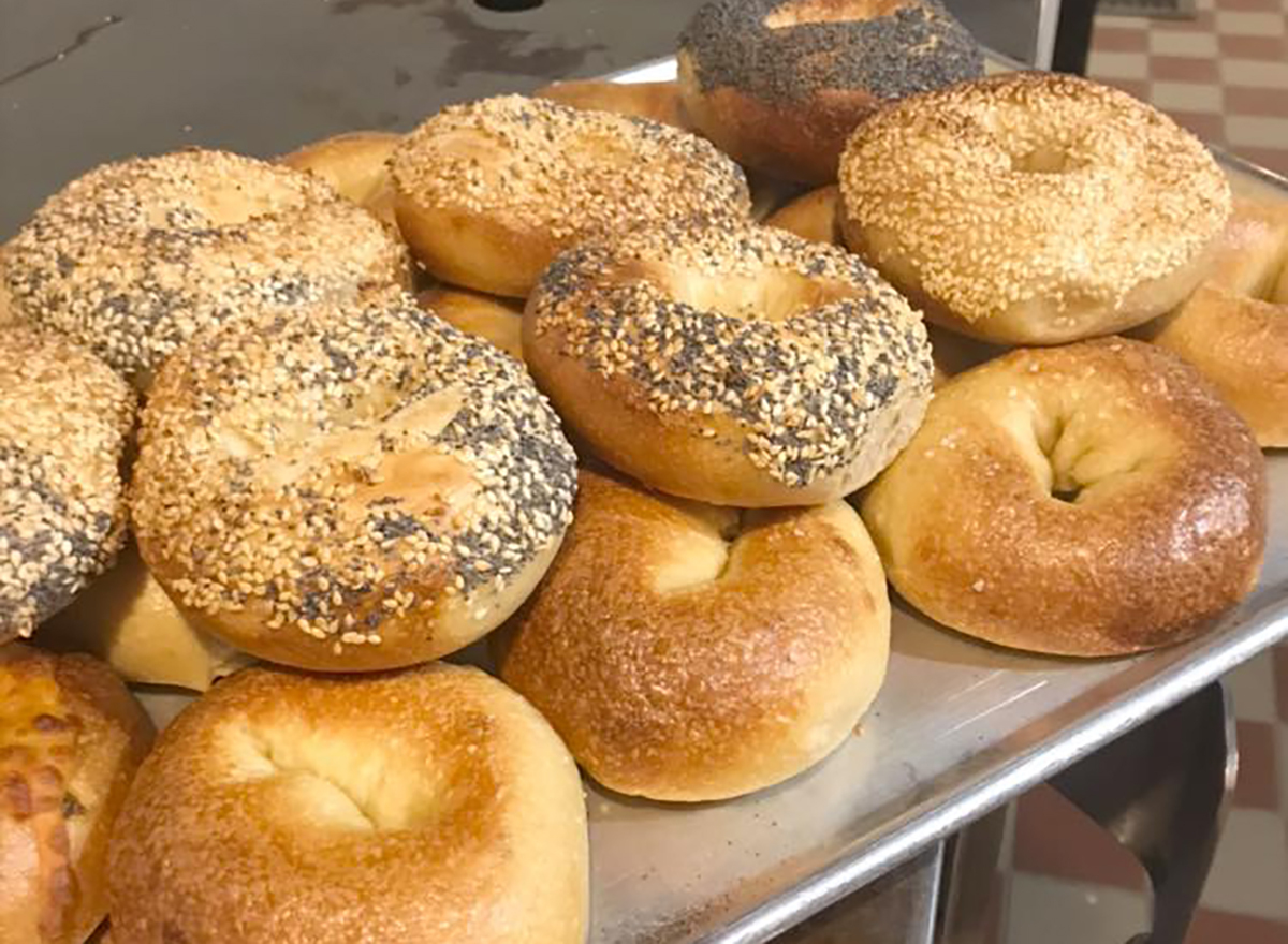 bagels in display window