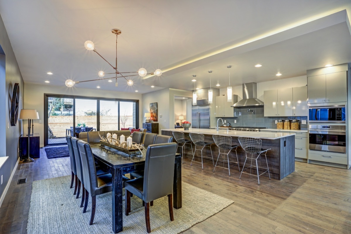 dining room with sisal rug