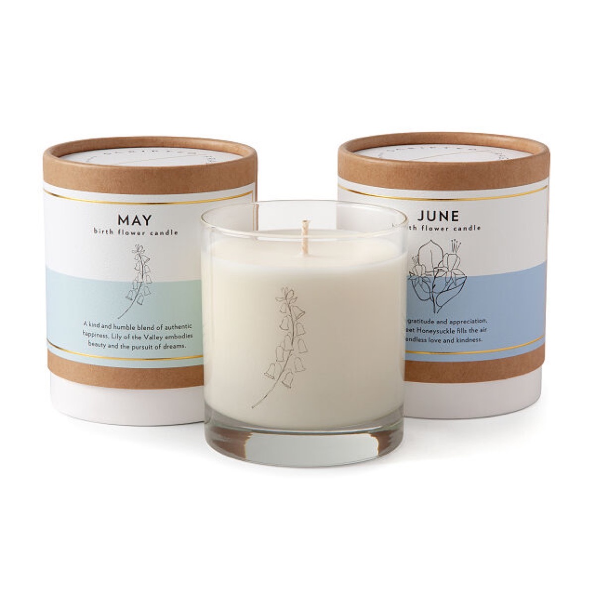 Three birth flower candles