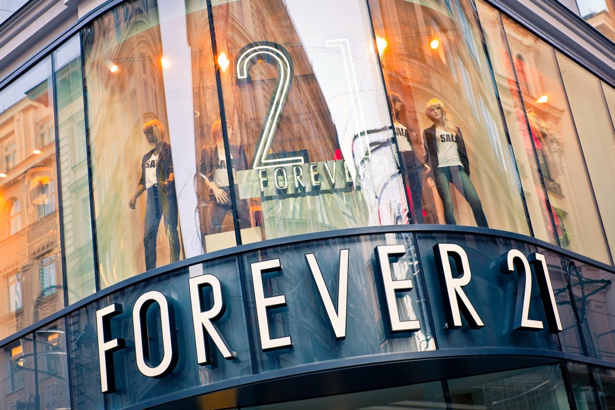 Vienna, Austria - January 6, 2012: Forever 21 fashion store display window with mannequins. Forever 21 is an American chain of clothing retailers with branches in major cities.