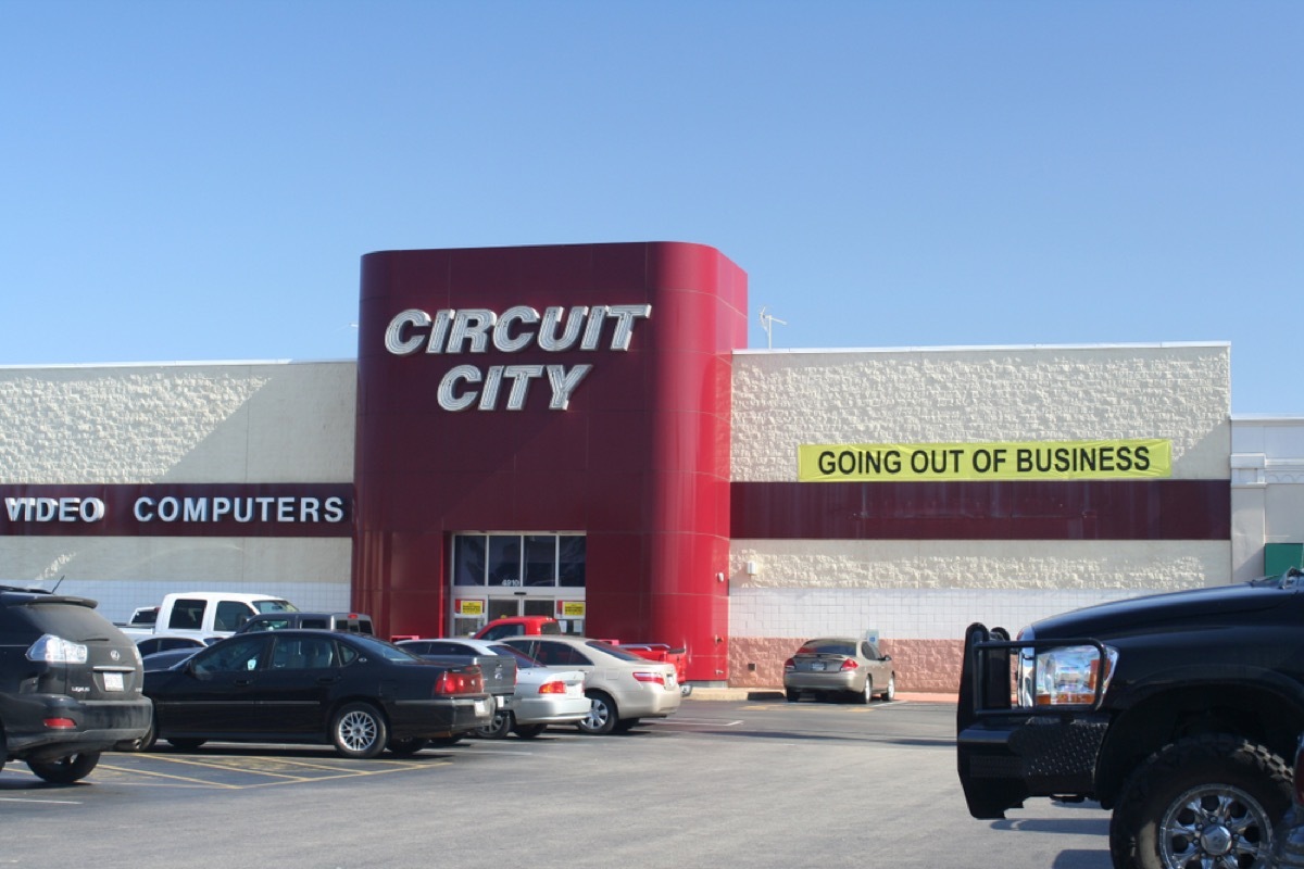 Circuit City Store with Going out of Business sign in Tyler, Texas.