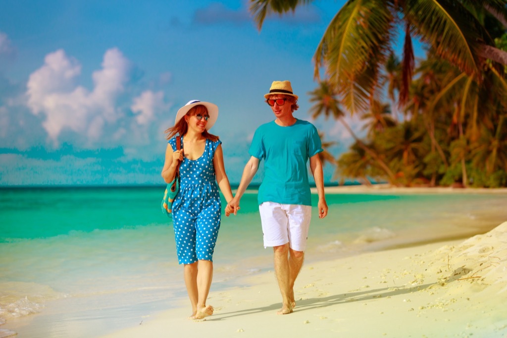 happy couple on beach