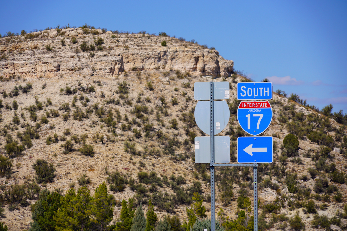 I-17 road sign in Arizona