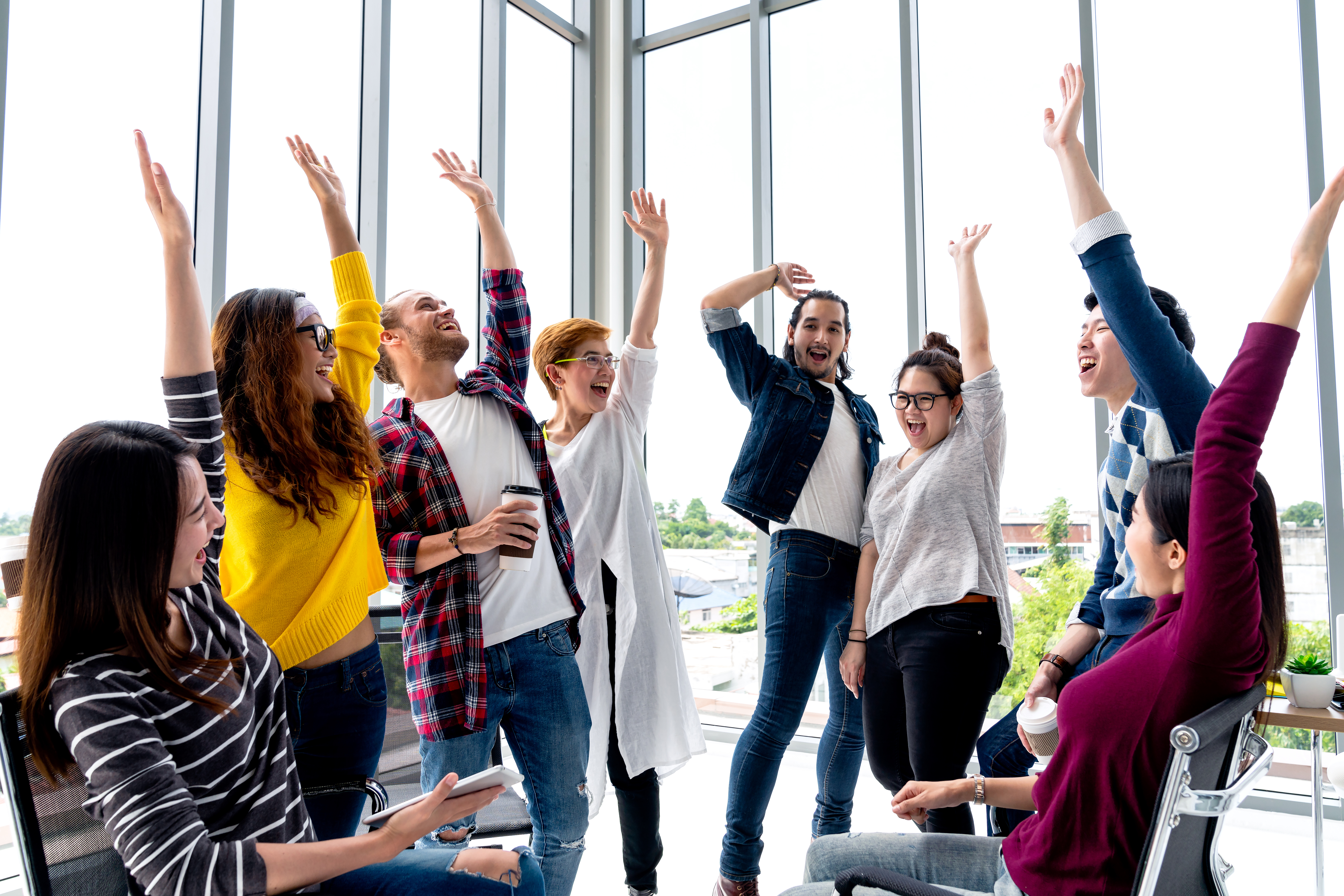 coworkers participating in a team-bonding activity