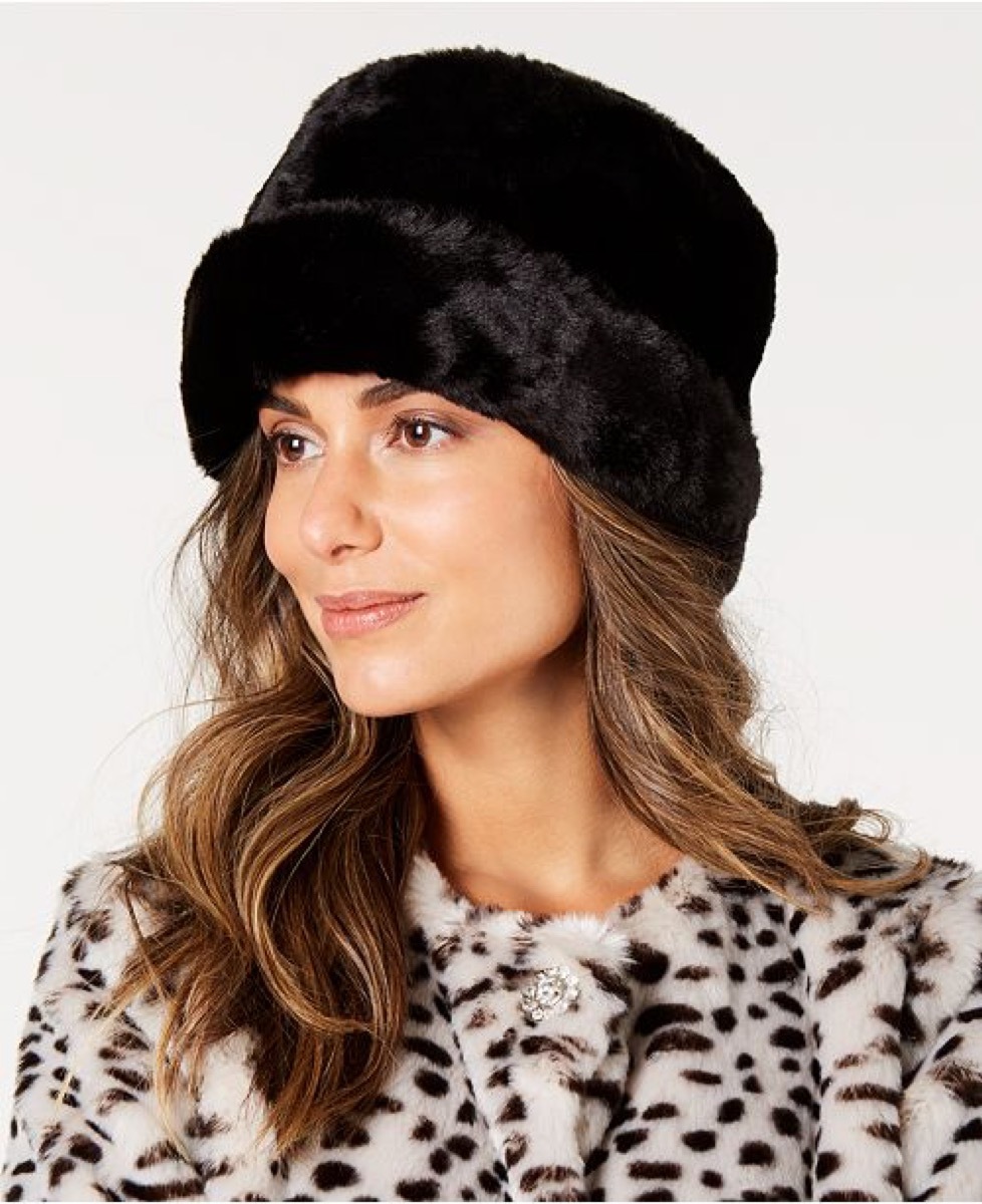 Nine West Faux-Fur Cuff Cloche on Macy's