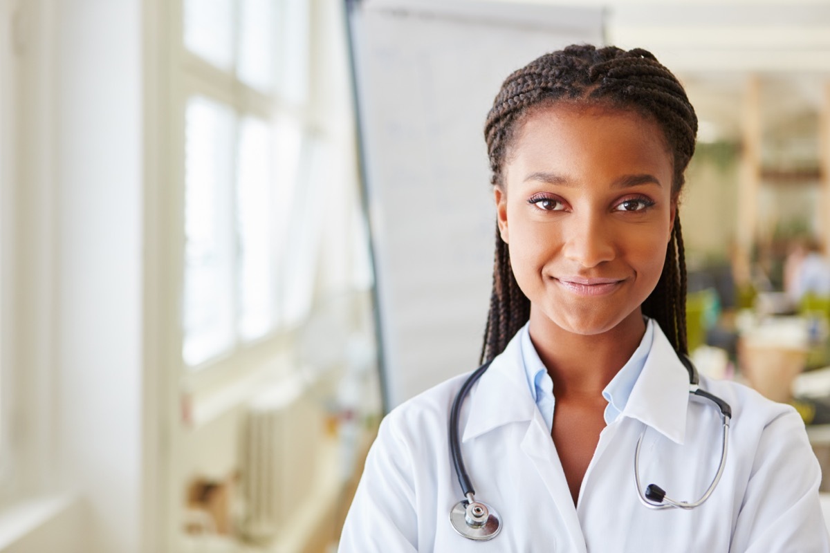 Woman doctor in school.