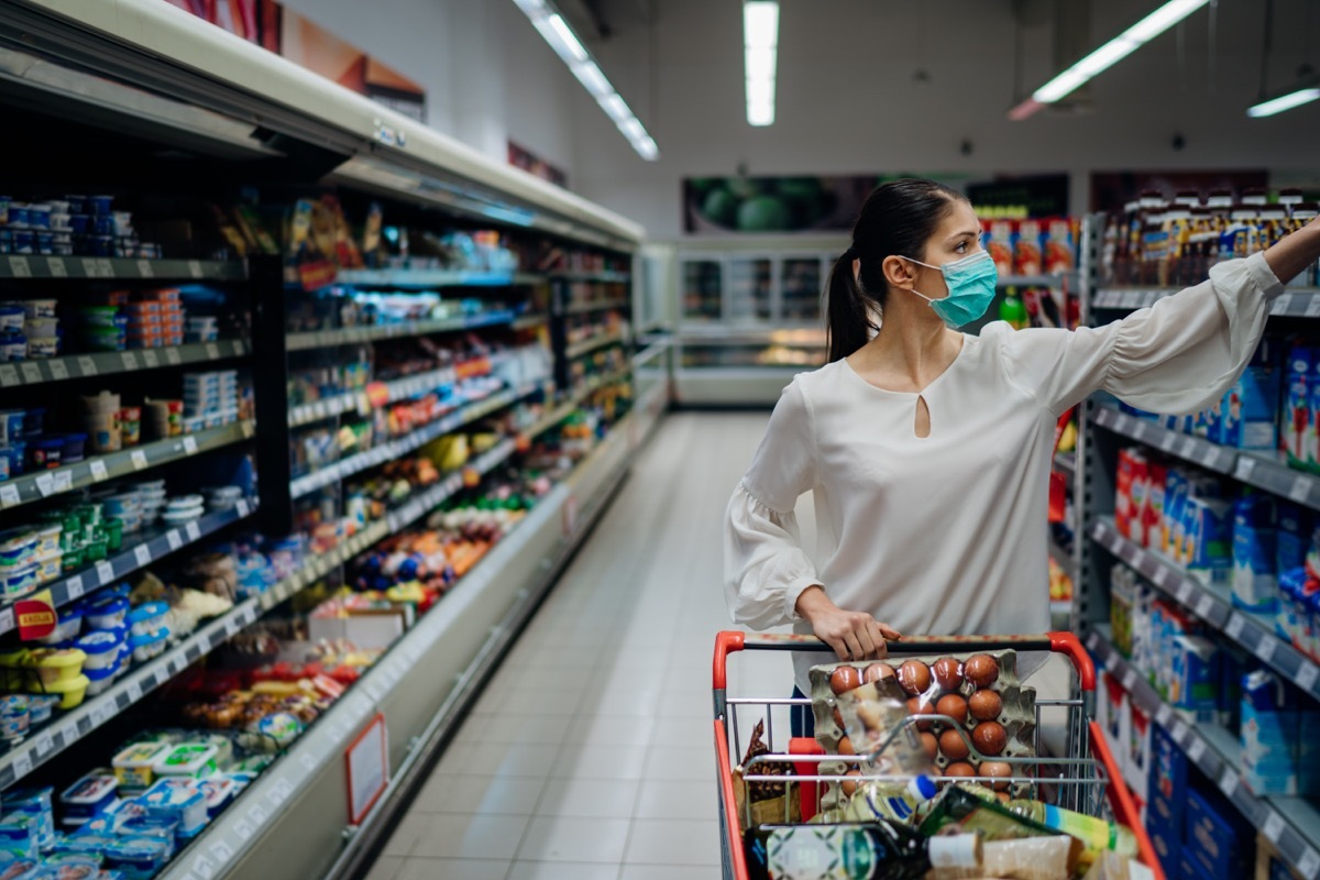 Woman shopping in grocery store