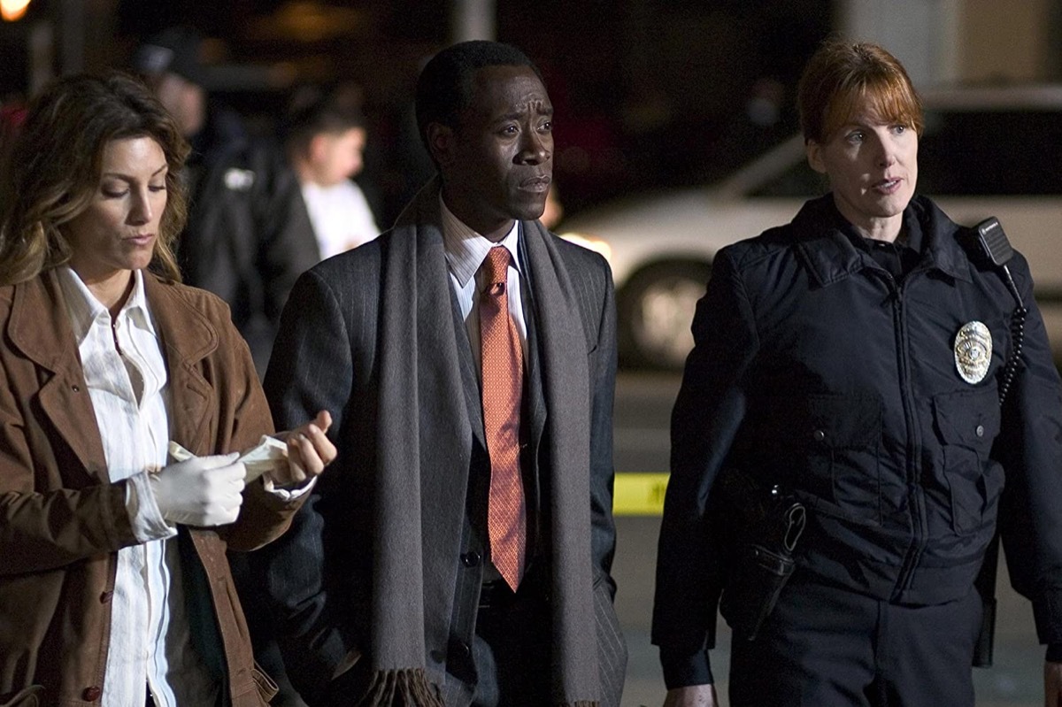 Jennifer Esposito, Don Cheadle, and Kathleen York in Crash