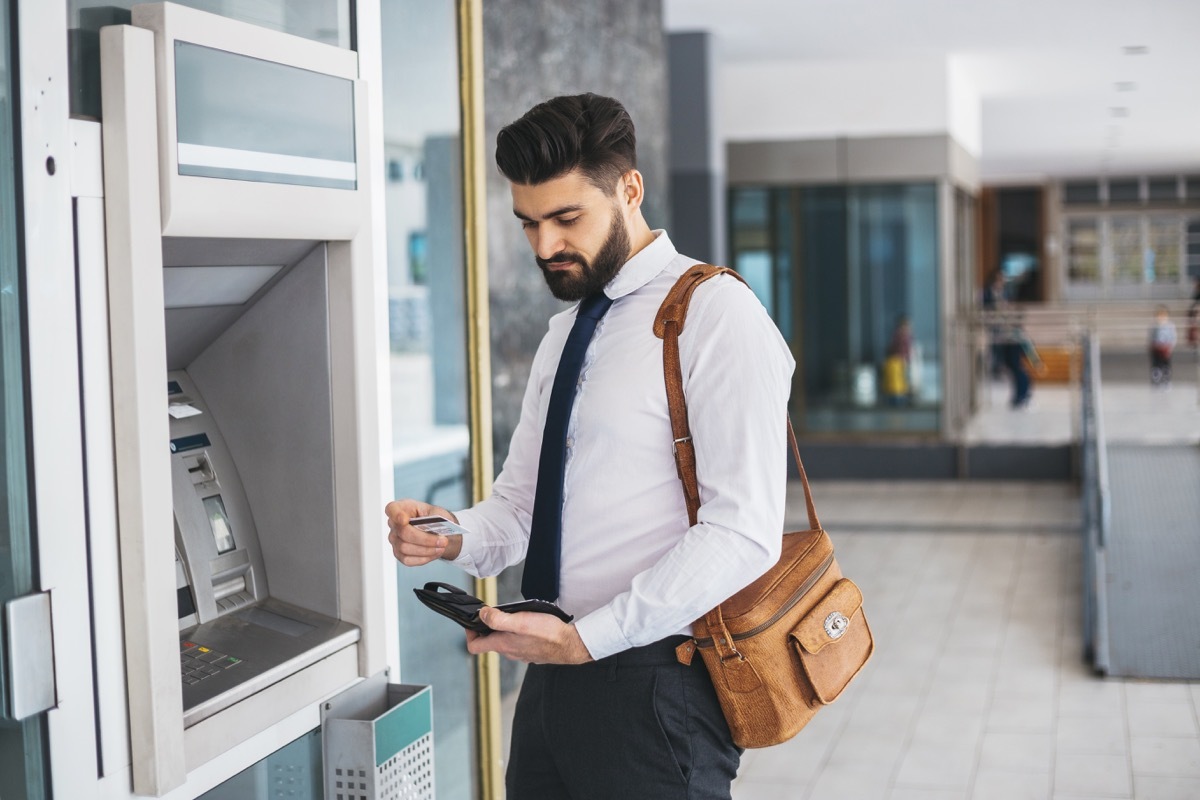 Young businessman working outside the office