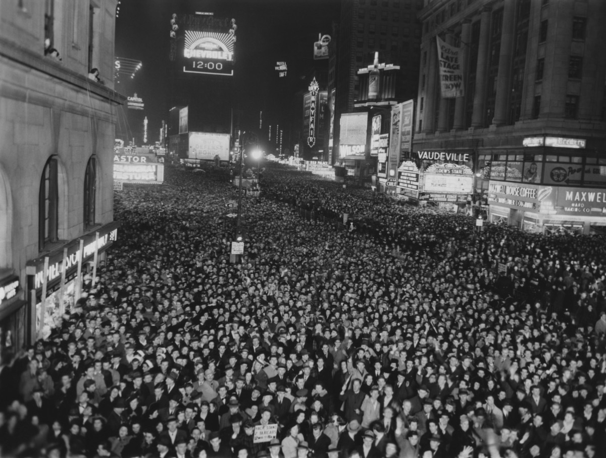 Times Square in black and white