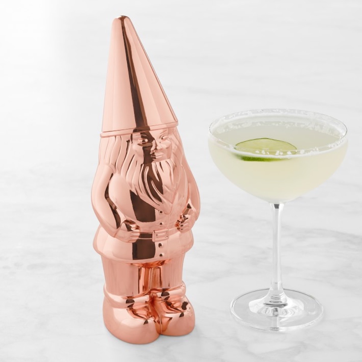 Gnome shaker with cocktail glass