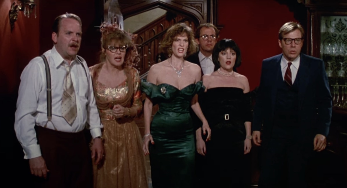 Martin Mull, Eileen Brennan, Lesley Ann Warren, Christopher Lloyd, Madeline Kahn, and Michael McKean in Clue