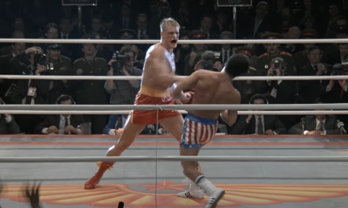 Dolph Lundgren and Sylvester Stallone in Rocky IV