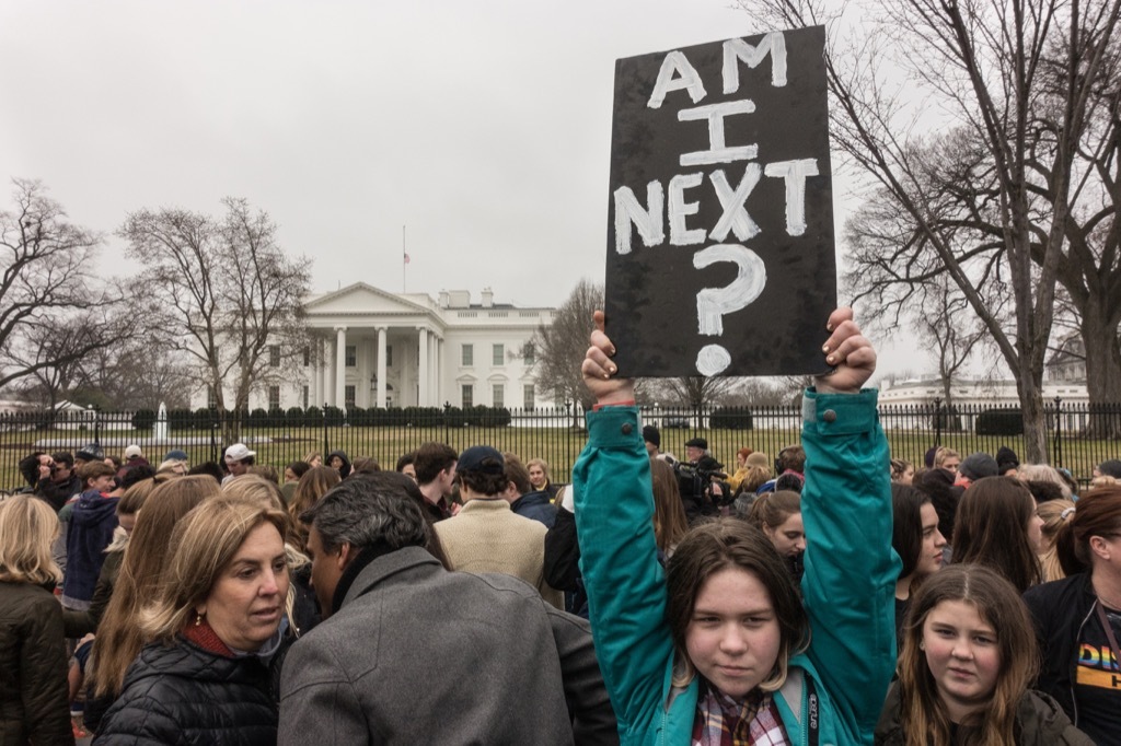 a student protesting school shootings in washington dc