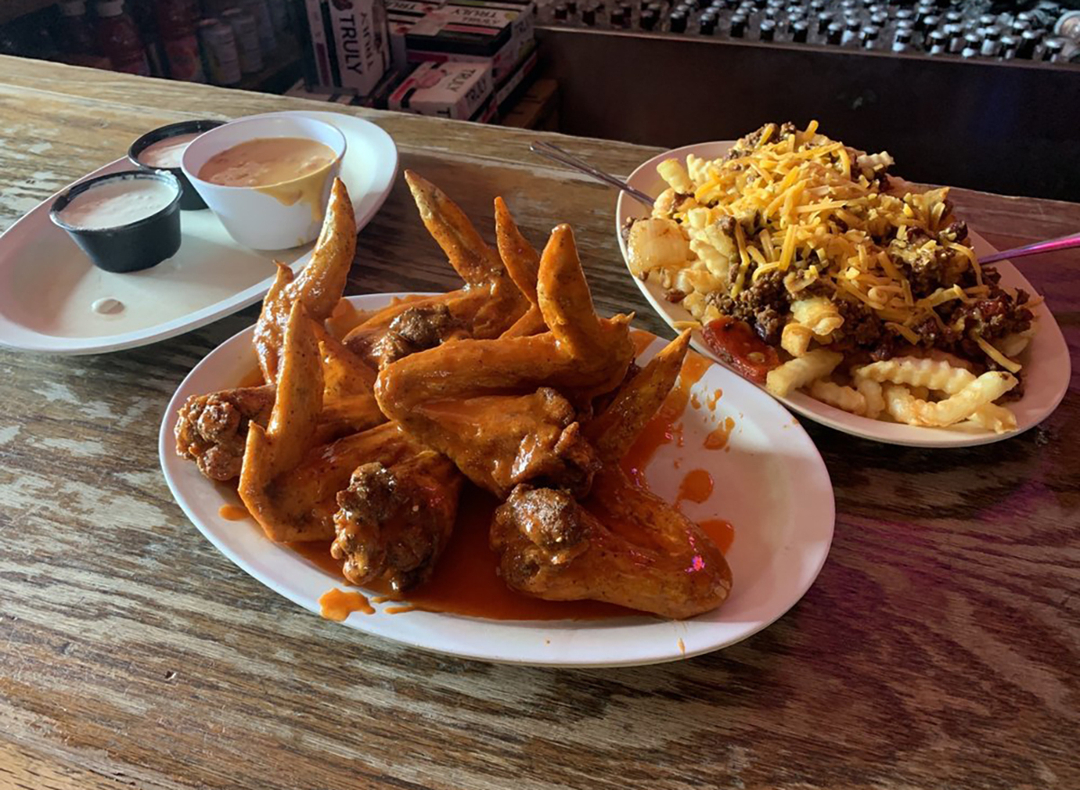 buffalo wings with loaded fries