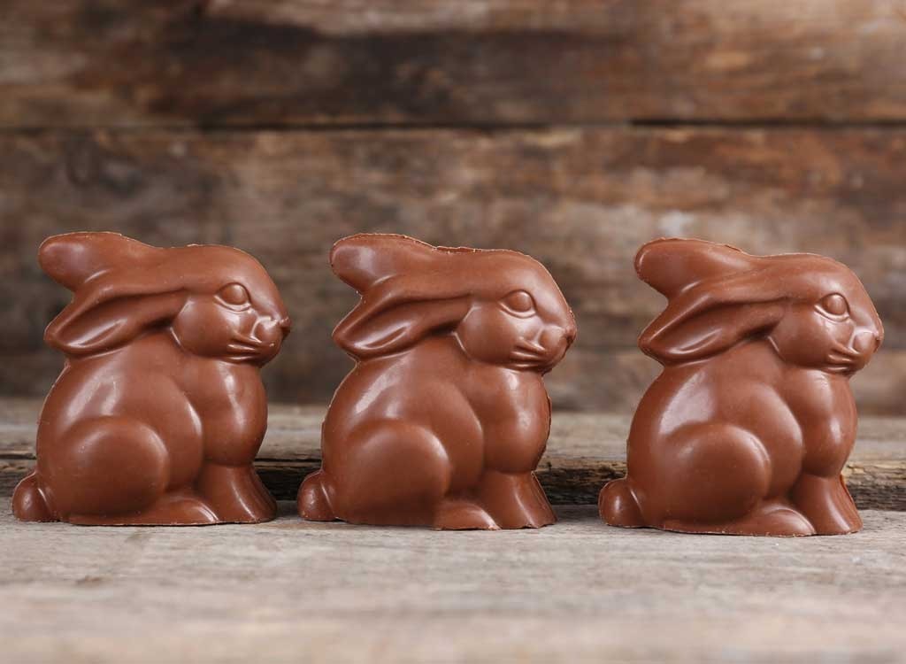 three chocolate bunnies