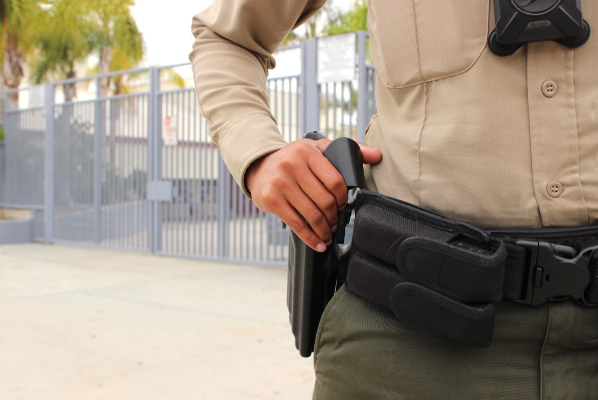 An Armed Guard at a High School