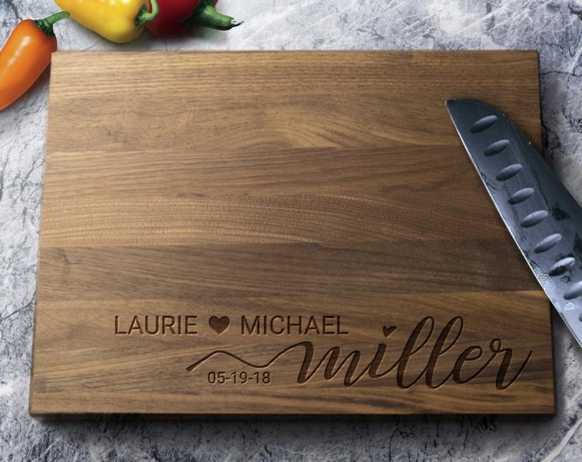 wooden cutting board with 