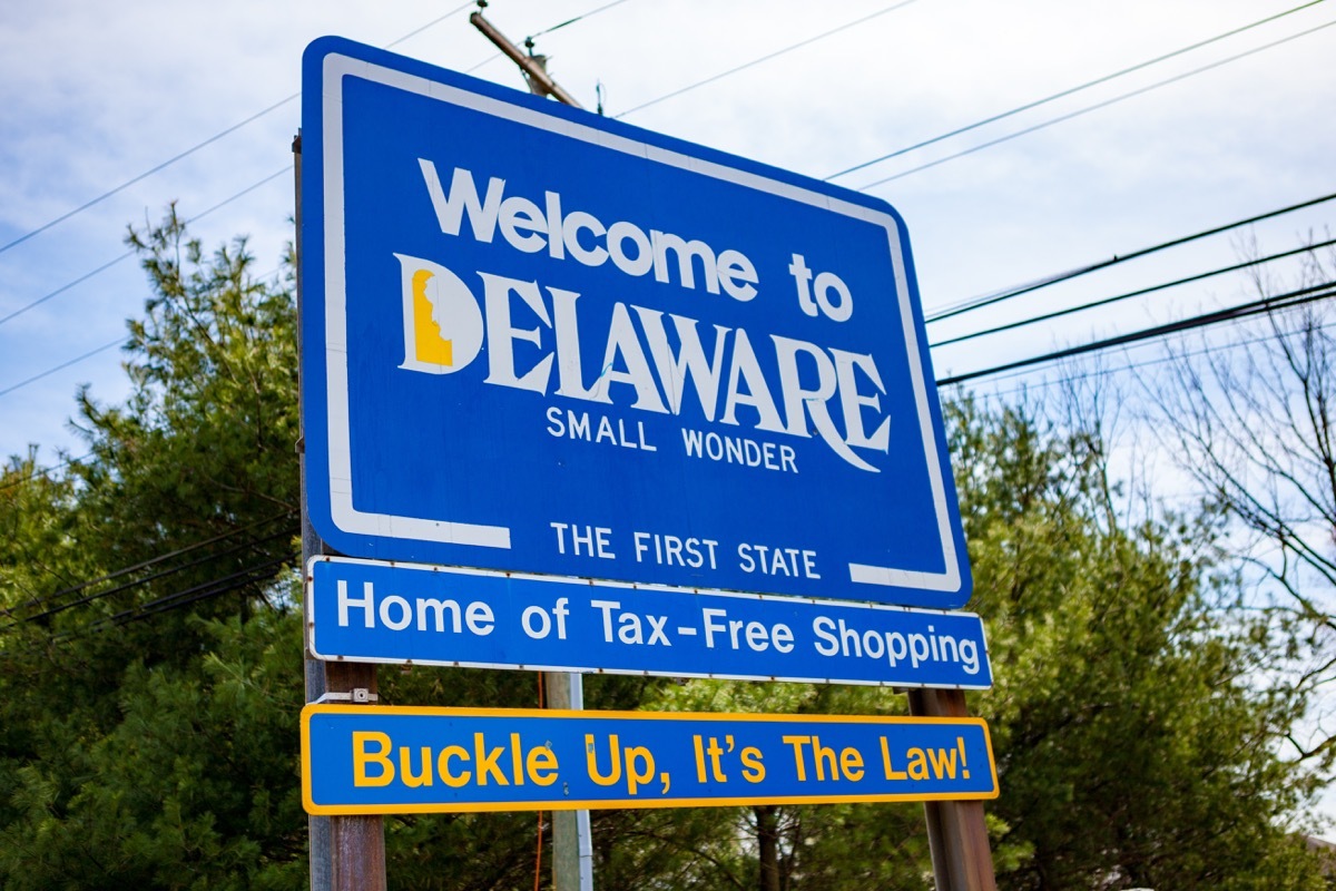 delware state welcome sign