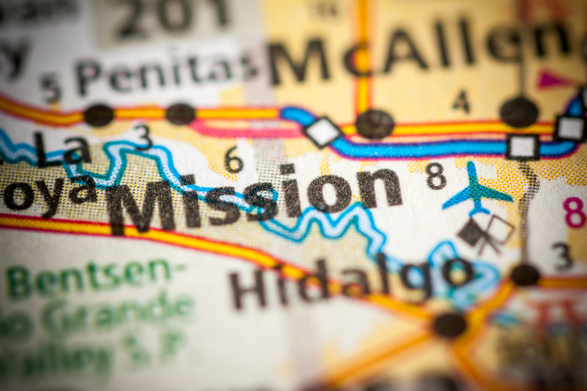 Mission, Texas on a map