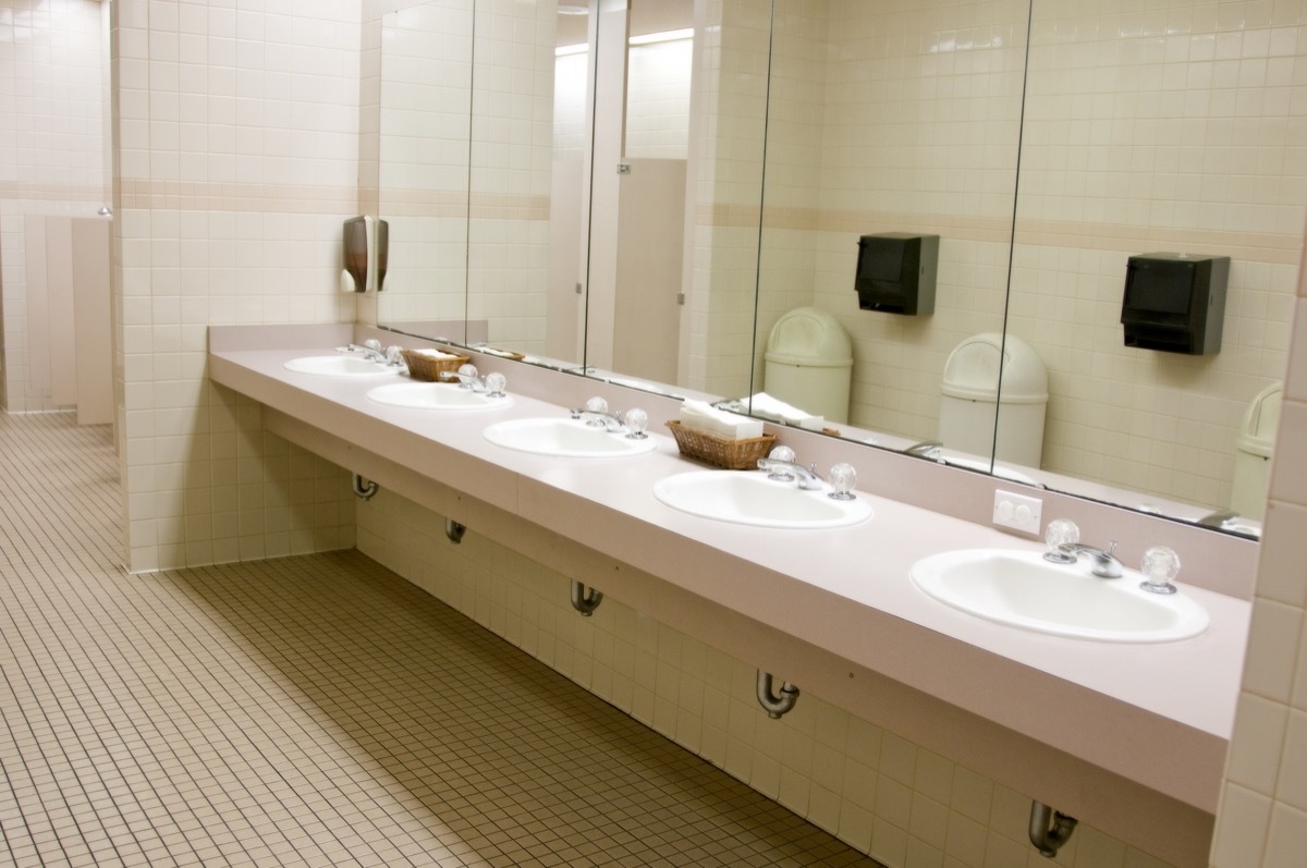 An empty school bathroom classroom surfaces germs