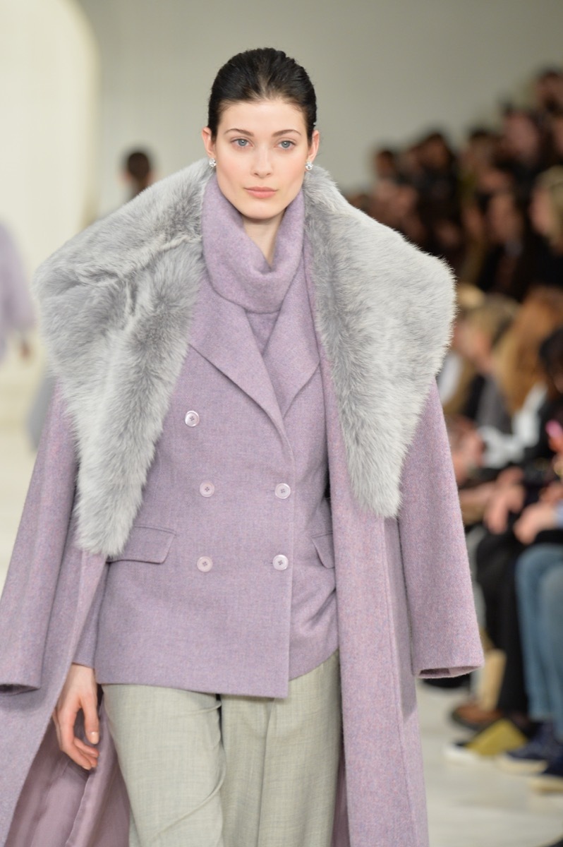 NEW YORK, NY - FEBRUARY 13: A model walks the runway at the Ralph Lauren fashion show during Mercedes-Benz Fashion Week Fall 2014 on February 13, 2014 in New York City. - Image