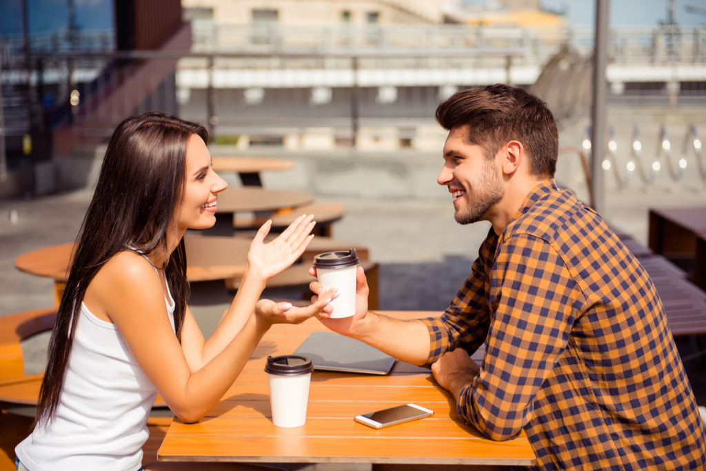 Couple Talking Over Coffee Romance