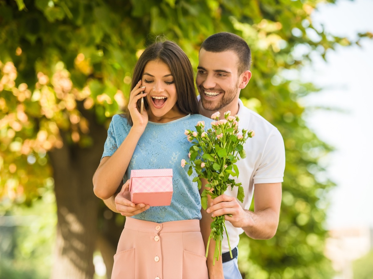 girlfriend getting gift opening gift, girlfriend gifts