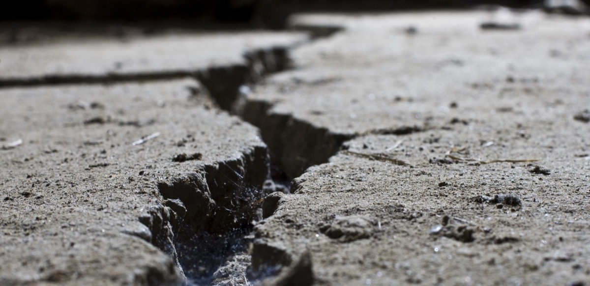 cracked road concrete close up