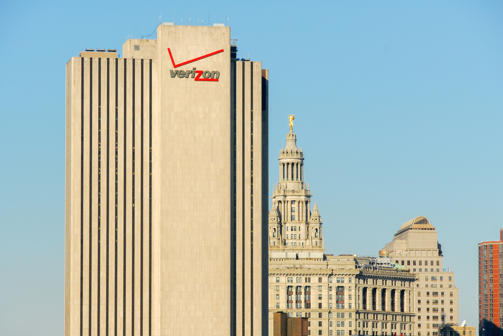 The Verizon Building in New York City with Manhattan Borough Hall in the background