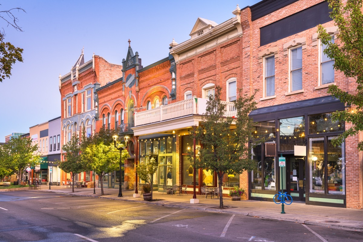 cityscape photo of Center Street and downtown Provo, Utah at dusk