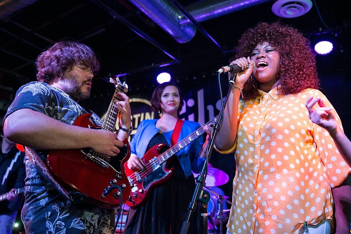 Jack Black and Maryam Hassan at the 2013 School of Rock reunion show