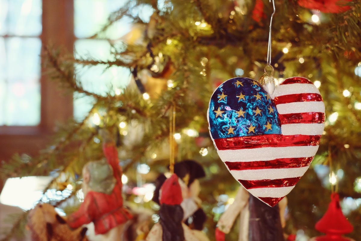 heart shaped us flag ornament