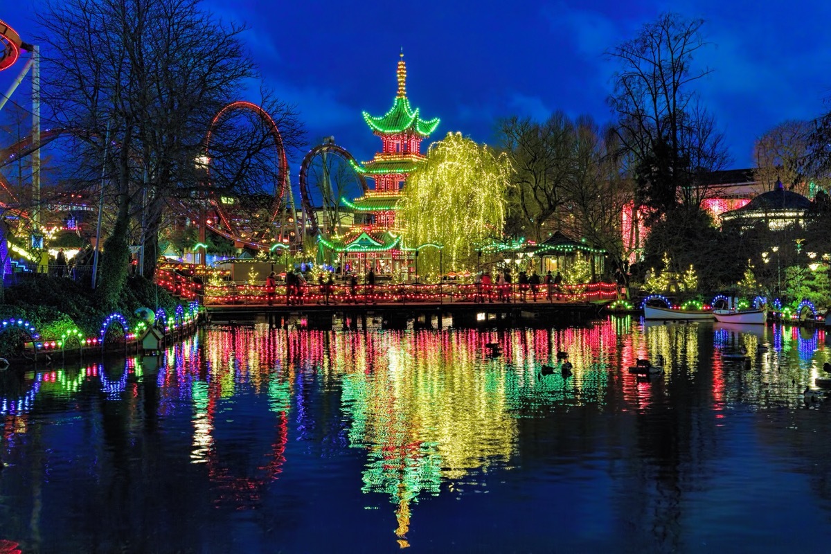 Tivoli Gardens Copenhagen Denmark famous holiday decorations