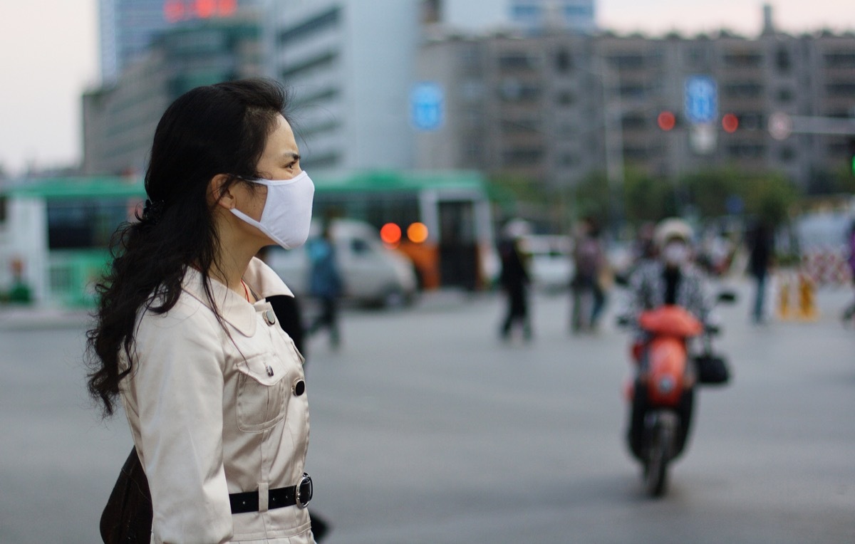 Woman wearing a mask