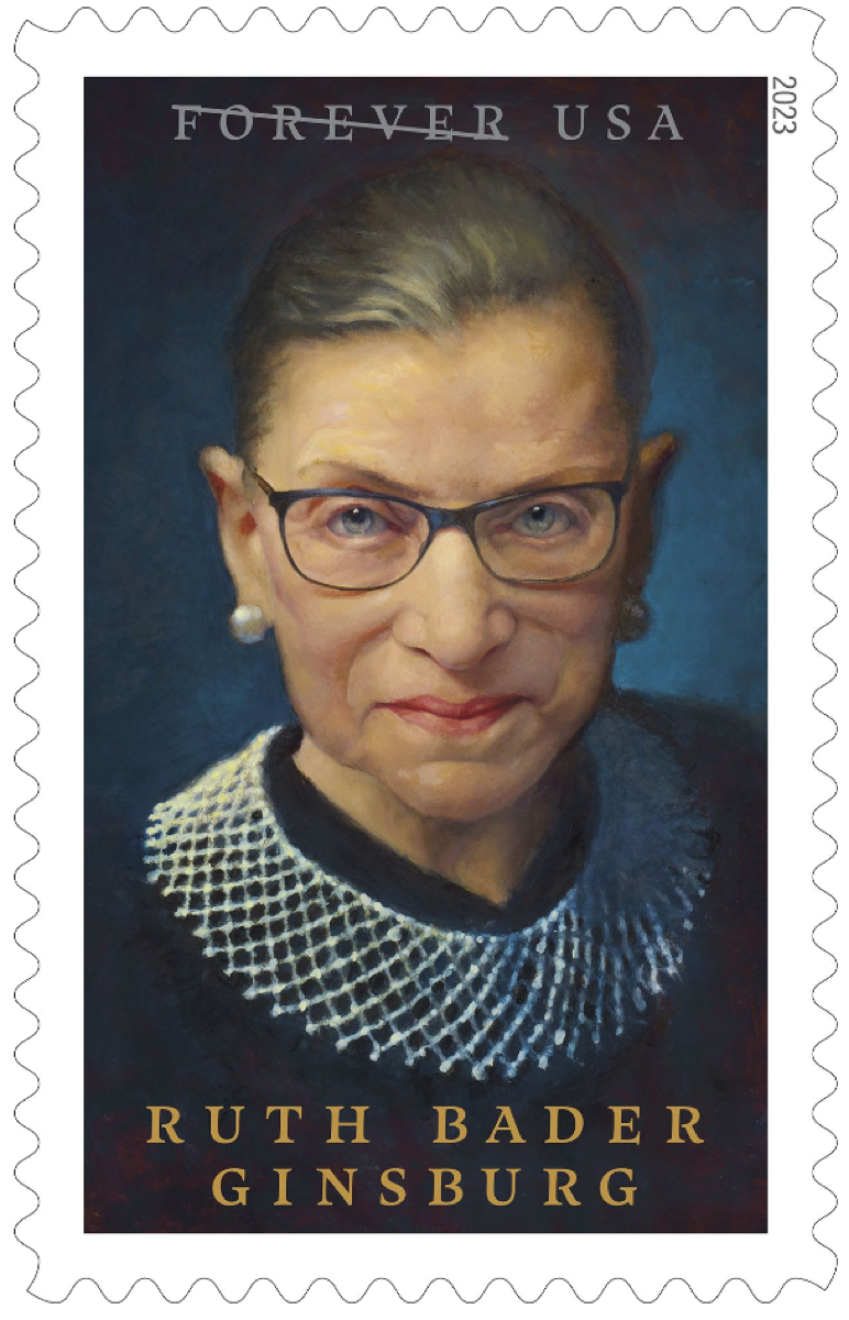 a new USPS stamp design to honor the late Ruth Bader Ginsburg