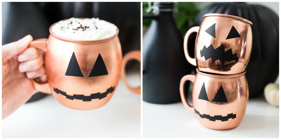 2. Rose Gold Jack-O Lantern Mugs