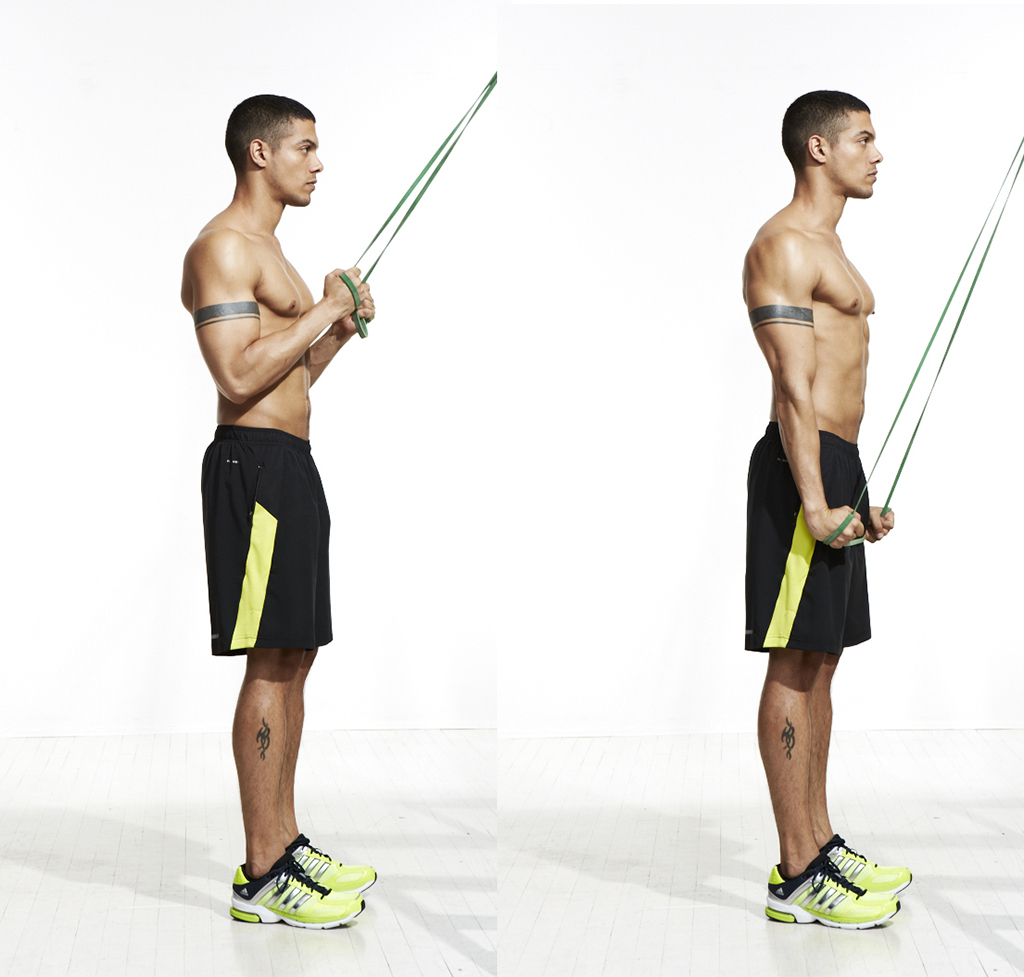 Triceps pushdown band workout