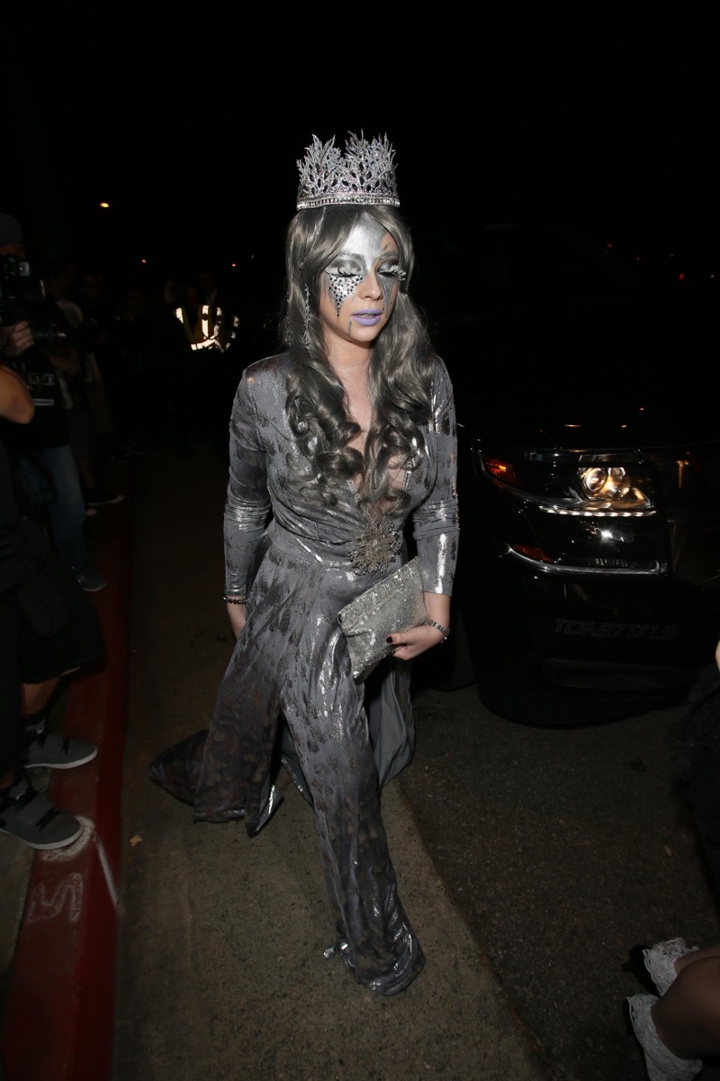 Michelle Trachtenberg dressed as an ice queen for Halloween